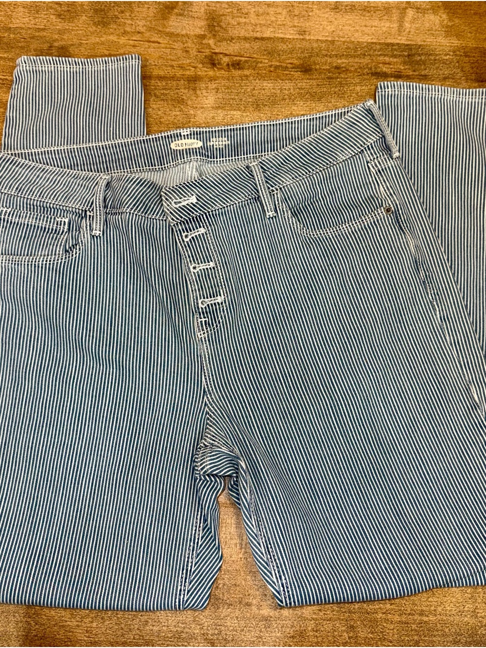 Striped Blue Rockstar Super Skinny Jeans